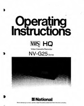 Panasonic NV-G25 Series Operating Instructions Manual