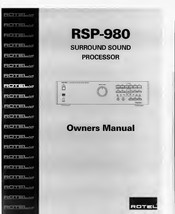 Rotel Dolby Pro Logic RSP 980 Owner's Manual