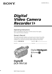 Sony Digital8 DCR-TRV130 Operating Instructions Manual