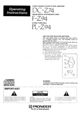 Pioneer PL-Z94 Operating Instructions Manual