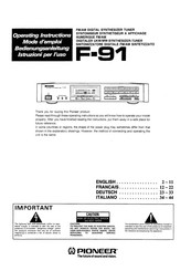 Pioneer F-91 Operating Instructions Manual