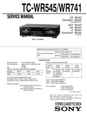 Sony TC-WR545 Primary Service Manual