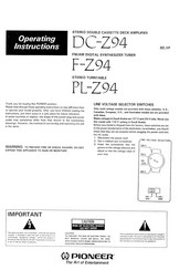 Pioneer PL-Z94 Operating Instructions Manual