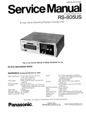 Panasonic RS-805US Service Manual