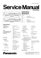 Panasonic DVDRV41 - DIG. VIDEO DISCPLAYE Service Manual