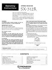 Pioneer SX-312R Operating Instructions Manual