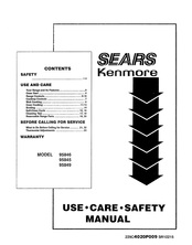 Sears Kenmore 95845 Use And Care Manual