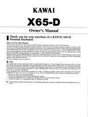 Kawai X65-D Owner's Manual