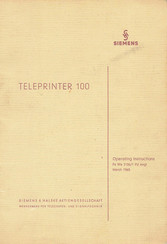 Siemens TELEPRINTER 100 Operating Instructions Manual