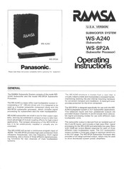 Panasonic Ramsa WS-SP2A Operating Instructions Manual