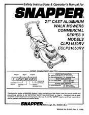 Snapper CLP21650RV Safety Instructions And Operator's Manual
