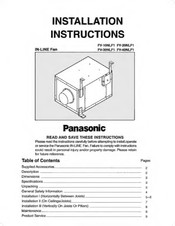 Panasonic FV-10NLF1 Installation Instructions Manual