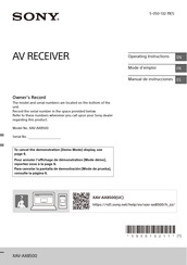 Sony XAV-AX8500 Operating Instructions Manual