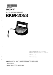 Sony BKM-2053 Operation And Maintenance Manual