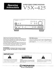 Pioneer VSX-425 Operating Instructions Manual