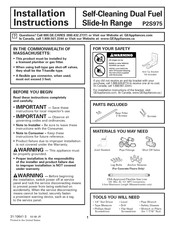 GE P2S975SEP3SS Installation Instructions Manual