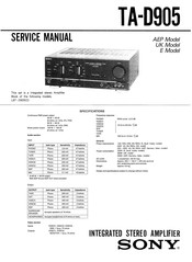 Sony TA-D909 Service Manual