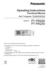 Panasonic PT-FRQ50WU Operating Instructions Manual
