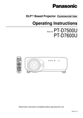 Panasonic PTD7500U - DLP PROJECTOR Operating Instructions Manual