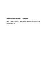 Behringer ULTRA-DI PRO DI4000 Quick Start Manual