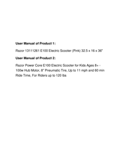 Razor 13111261 Owner's Manual