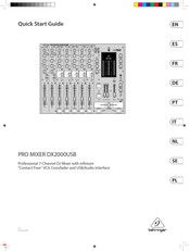 Behringer PRO MIXER DX2000USB Quick Start Manual