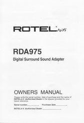 Rotel RDA975 Owner's Manual