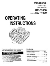 Panasonic KXF1050 - FAX Operating Instructions Manual