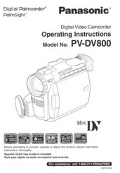 Panasonic Palmcorder PalmSight PV-DV800 Operating Instructions Manual