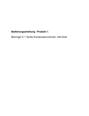 Behringer FEEDBACK DESTROYER PRO FBQ2496 Quick Start Manual