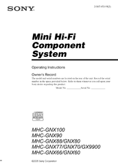 Sony MHC-GX9900 - Mini Hi Fi Component System Operating Instructions Manual