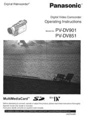 Panasonic Digital Palmcorder PV-DV901 Operating Instructions Manual