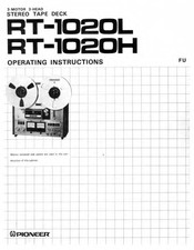 Pioneer RT-1020H Operating Instructions Manual