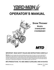 MTD YARD-MAN 31AH5C3F401 Operator's Manual