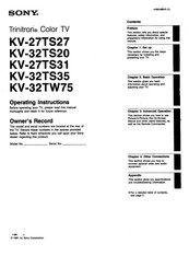 Sony Trinitron KV-32TS20 Operating Instructions Manual