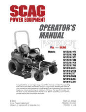 Scag Power Equipment PATRIOT SPZ-61H-27SR Operator's Manual
