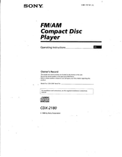 Sony CDX-2180 Operating Instructions Manual