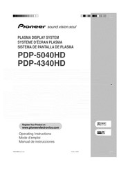 Pioneer PureVision PDP 4340HD Operating Instructions Manual