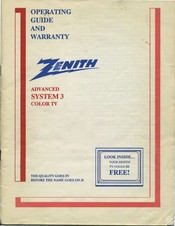Zenith ADVANCED SYSTEM 3 Operating Manual And Warranty