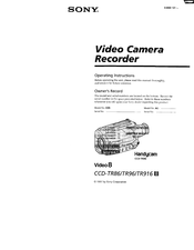 Sony Handycam Video 8 CCD-TR916 Operating Instructions Manual