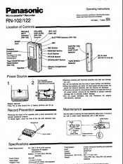 Panasonic RN-102 Operating Instructions