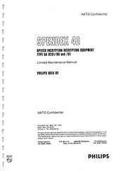 Philips SPENDEX 40 Maintenance Manual