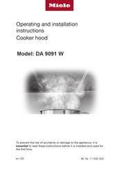 Miele DA 9091 W Operating And Installation Instructions