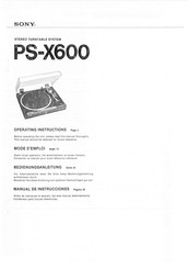 Sony PS-X600 Operating Instructions Manual
