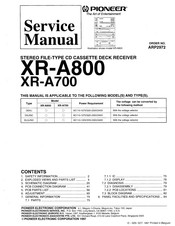 Pioneer XR-A800 Service Manual