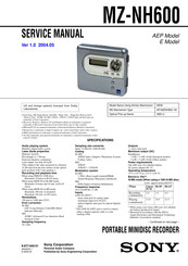 Sony MZ-NH600 Service Manual