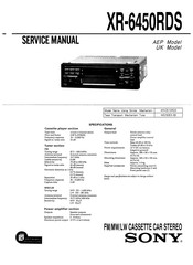 Sony XR-6450RDS Service Manual