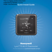 Honeywell Lyric T5 Wi-Fi Quick Install Manual