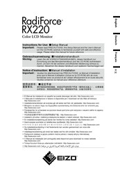 Eizo RADIFORCE RX220 Instructions For Use Manual