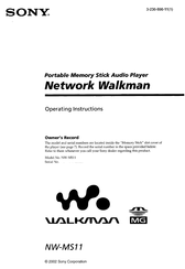 Sony NW-MS11 - Network Walkman Digital Music Player Operating Instructions Manual